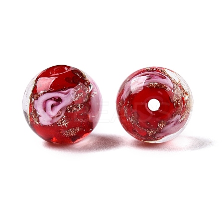 Luminous Handmade Gold Sand Lampwork Beads LAMP-T021-12mm-03V-1