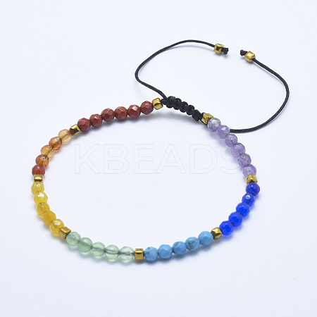 Mixed Stone Braided Bead Bracelets BJEW-I258-N-1
