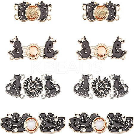 8 Sets 4 Style Alloy Enamel Adjustment Waist Tightener Buckle Buttons FIND-NB0002-69-1