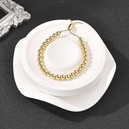 Rack Plating Brass Round Beaded Slider Bracelet for Women BJEW-B066-01A-01-1