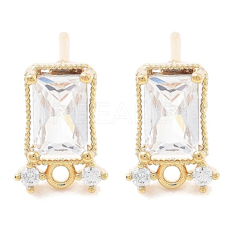 Brass Clear Cubic Zirconia Stud Earring Findings KK-A238-01C-G-1