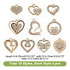 40Pcs 10 Styles Alloy Rhinestone Pendants ALRI-AR0001-10-2