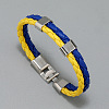 Flag Color Imitation Leather Double Line Cord Bracelet with Alloy Clasp GUQI-PW0001-088-5