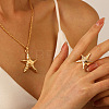Starfish Alloy Pendant Necklace & Stud Earring & Ring Sets for Women FS-WG0D5F4-03-2