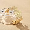 Ion Plating(IP) Flower 304 Stainless Steel Cuff Bangles for Women BJEW-A026-01G-02-1