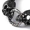 304 Stainless Steel Skull Head Herringbone Chains Bracelets for Men & Women LS-BJEW-D031-29B-2