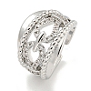 Rack Plating Brass Micro Pave Cubic Zirconia Chains Open Cuff Rings for Women RJEW-I104-08P-1