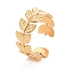 Ion Plating(IP) 304 Stainless Steel Leaf Wrap Open Cuff Ring for Women RJEW-C025-16G-1