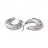 Tarnish Resistant 304 Stainless Steel Croissant with Flower Hoop Earrings for Women EJEW-G314-15P-2