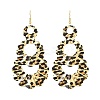 Teardrop Leopard Print Alloy Dangle Earrings for Women EJEW-K304-02G-5