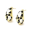 Teardrop with Flower Real 18K Gold Plated Brass Enamel Stud Earrings EJEW-L270-013G-01-1