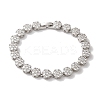 Rack Plating Brass Pave Cubic Zirconia Flower Link Chain Bracelets for Women BJEW-A018-03P-03-1