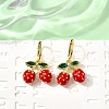 Brass Enamel Strawberry Dangle Earrings EJEW-L305-04G-1