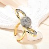 Brass Micro Pave Clear Cubic Zirconia Cuff Rings for Women RJEW-U051-01A-G-3