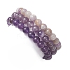 3Pcs Round Natural Lavender Amethyst & Amethyst & Pearl Beaded Stackable Stretch Bracelets Sets BJEW-JB12994-2