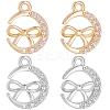 12Pcs 2 Colors Brass Micro Pave Cubic Zirconia Charms KK-BBC0014-88-1