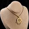 201 Stainless Steel Hollow Religion Hamsa Hand Pendant Necklaces NJEW-M086-01G-1