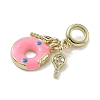 Brass Micro Pave Clear Cubic Zirconia European Dangle Charms KK-K368-27G-2