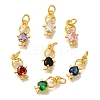 Rack Plating Brass Micro Pave Cubic Zirconia Charms KK-I716-23G-1