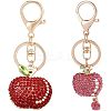 2Pcs 2 Colors Full Rhinestone Apple Keychains KEYC-CA0001-32-1