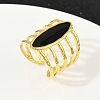 Horse Eye 304 Stainless Steel Enamel Cuff Rings for Women RJEW-G355-04G-4