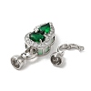 Rack Plating Brass Micro Pave Clear Cubic Zirconia Fold Over Clasps KK-E084-05P-2