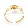 Brass Micro Pave Clear Cubic Zirconia Cuff Rings for Women KK-T070-113-3