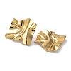 Ion Plating(IP) 304 Stainless Steel Textured Square Ear Studs for Women EJEW-P234-05G-2