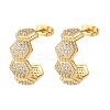 Brass Micro Pave Cubic Zirconia Stud Earrings EJEW-B153-03G-4