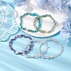 5Pcs 5 Styles Natural Rose Quartz & Quartz Crystal & Howlite & Green Aventurine & Amethyst Chip Beaded Stretch Bracelets for Women BJEW-JB10935-2