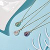Natural Gemstone Teardrop Pendant Necklace NJEW-JN03900-2