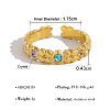 304 Stainless Steel Rhinestone Cuff Open Rings for Women WG1EF99-06-1
