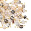 Dyed Natural Agate Faceted Round Connector Charms KK-C097-04G-05-1