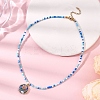 Flower Alloy Enamel Pendant Glass Seed Beaded Necklaces for Women NJEW-JN05550-03-2