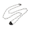 304 Stainless Steel Double-Sided Magnetic Heart Pendant Paperclip Chain Necklaces NJEW-U028-02B-4