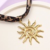 304 Stainless Steel Sun Pendant Leopard Print Polyester Cord Necklaces for Women NJEW-D340-04G-3