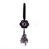 Flower Natural Amethyst Braided Thread Pendant Decorations HJEW-K046-04E-1