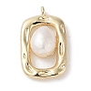 Brass Pendants with Oval Freshwater Pearl KK-G491-21G-1