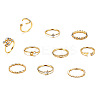 10Pcs Alloy with Crystal Rhinestone Finger Rings WG3531F-01-5