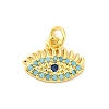 Real 18K Gold Plated Rack Plating Brass Micro Pave Cubic Zirconia Pendants Charms KK-S396-01C-1