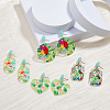 4 Pairs 4 Style Flower Enamel Dangle Stud Earrings EJEW-FI0002-31-5