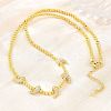 Brass Micro Pave Clear Cubic Zirconia Hot Pepper and Round Beaded Necklaces KK-CBA4547-15G-1