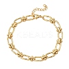 Ion Plating(IP) 304 Stainless Steel Textured Oval Link Chain Bracelets for Women BJEW-B092-08G-02-4