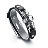 Stainless Steel Skull Link Bracelet with Cowhide Leather Cord for Men LS-SKUL-PW0004-29-1