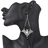 Halloween Bat Tibetan Style Alloy Dangle Earrings EJEW-TA00721-3