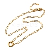 304 Stainless Steel Ring Pendant Paperclip Chain Necklaces for Women NJEW-Z091-02G-4