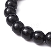 Synthetic Black Stone Round Beaded Stretch Bracelet BJEW-JB09745-02-4