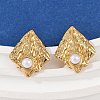 304 Stainless Steel ABS Plastic Pearl Stud Earrings STAS-D368-01B-G-3