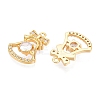 Christmas Theme Brass Pave Clear Cubic Zirconia Charms KK-T073-02G-2
