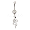 Alloy Rhinestone Snake Curved Barbell Belly Rings LS-AJEW-R007-03P-05-4